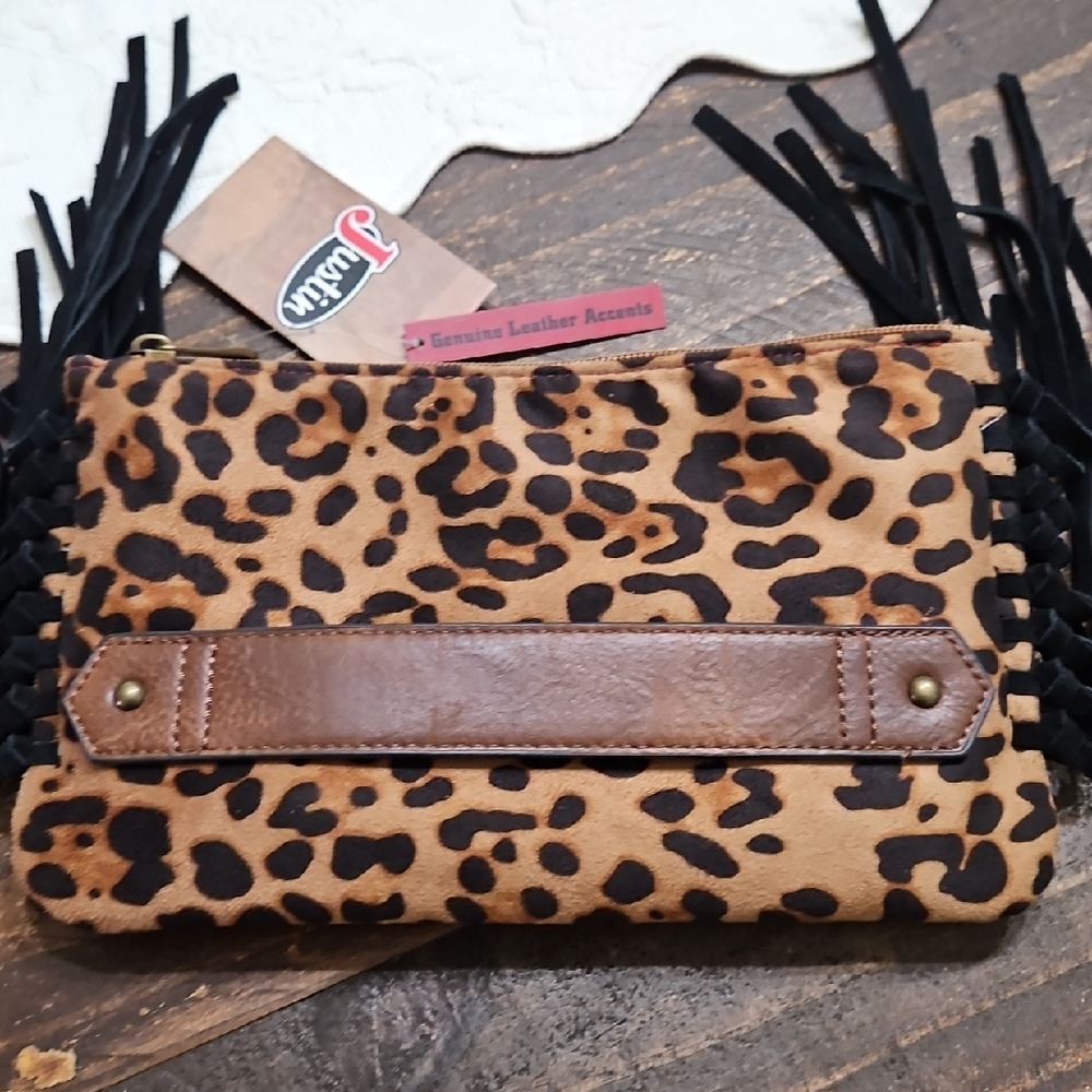 Justin Boots Red & Black Fringe Wristlet Clutch - Picture 5 of 6